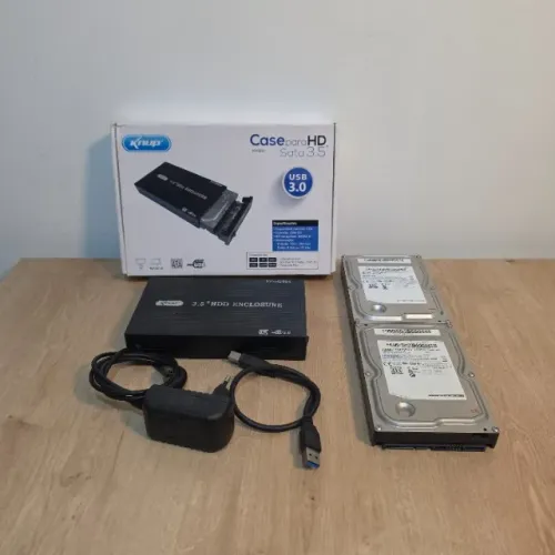 Kit Case HD Externo 3.5" USB 3.0 Knup + 2 HDs Samsung 250GB SATA