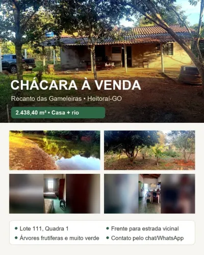 Chácara à venda Recanto das Gameleiras - Heitoraí - GO
