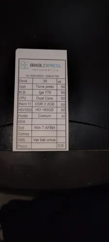 Computador Dual Core 2GB HD 160GB - Unidade 30