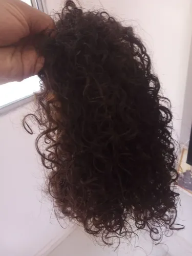 Peruca cacheada cabelo humano
