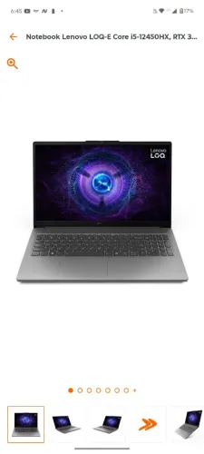 Notebook Gamer Lenovo AOQ Core i5 - GEFORCE RTX 3050 - 16GB RAM - 512GB SSD