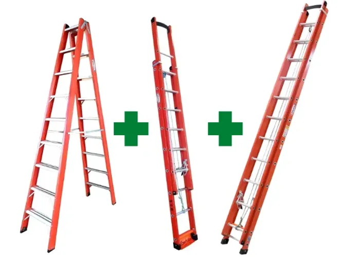3 Escadas Fibra (2 extensível e 1 tesoura) W-Bertolo | Parcelo no cartão | Troco por moto