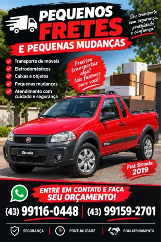 Fazemos pequenos fretes, transporte de moto, descarte 