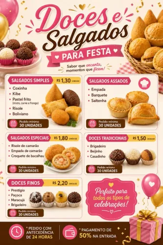 Doces e salgados para festa