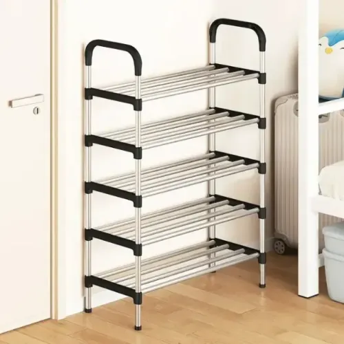Rack Vertical Sapateira 5 Prateleiras 15 Pares Aço Inox Cor