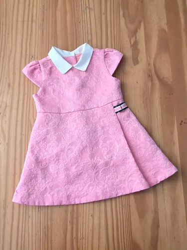 janie and jack vestido luxuoso com gola rosa 12 -18m