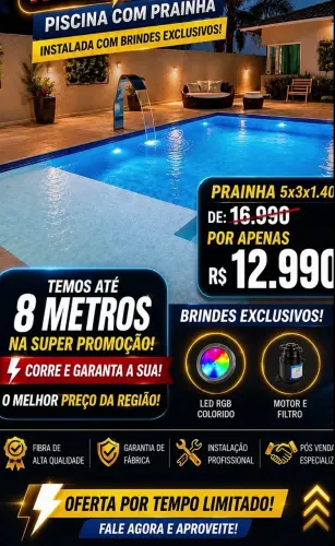 PISCINA FIBRA COMPLETA E INSTALADA 