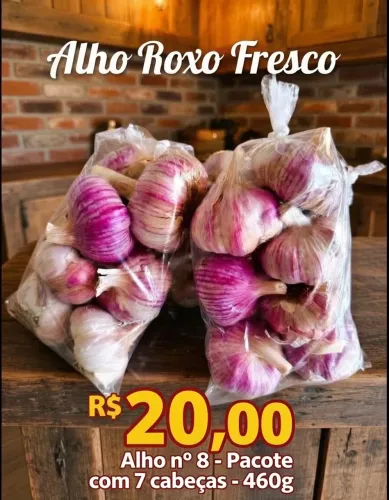 Alho fresco - N 8 - Pacote com 7 cabeças - 460g