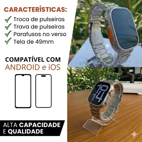 Smartwatch IWO MT ULTRA MAX WhatsApp + NFC + GPS + Ligações (GRÁTIS VAI 2 PULSEIRAS)