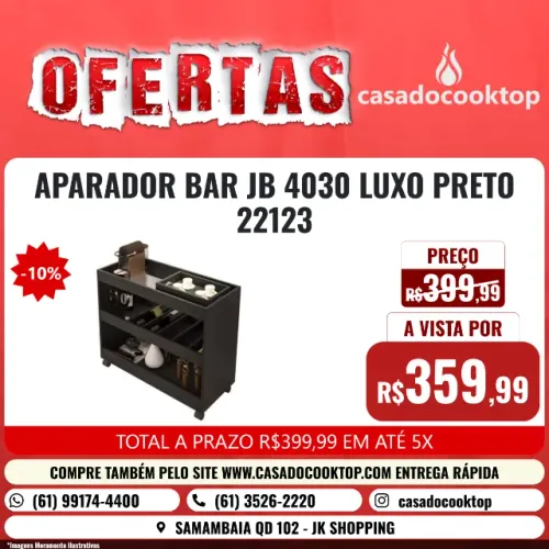 APARADOR BAR JB 4030 LUXO PRETO 22123