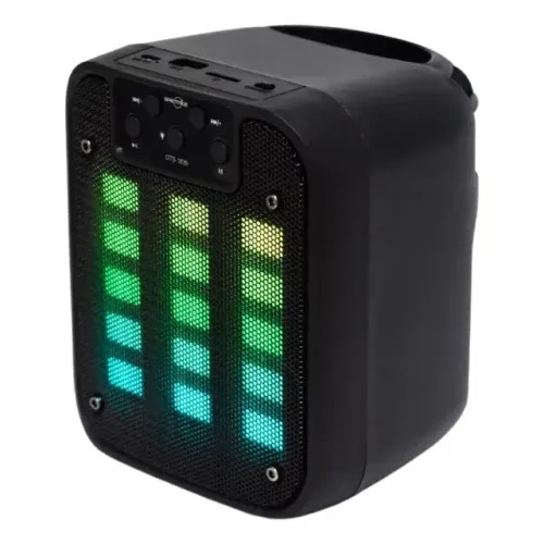 Caixa de Som Bluetooth Portátil 3? com LED RGB - Rádio FM e MicroSD - GTS-1839