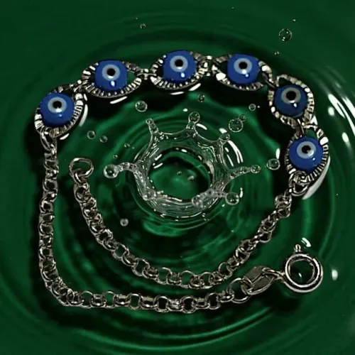 Pulseira de Prata Elo Português Redondo com Olhos Grego