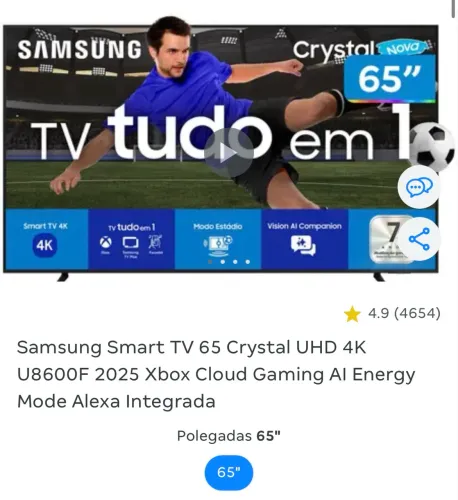 Samsung Smart TV 65 Crystal UHD 4K