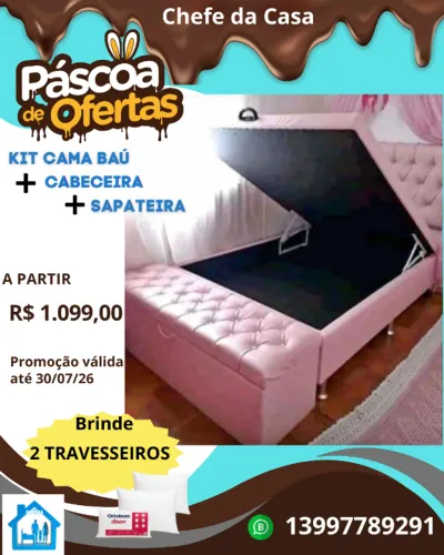 Cama baú casal cabeceira e sapateira kit completo
