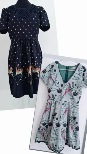 Vestido antix Carrossel e Pavão kit com tam P