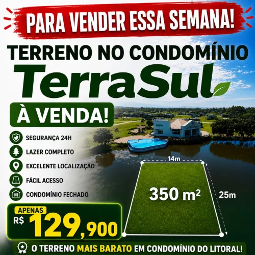 Terreno em condomínio fechado na praia