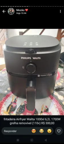 Fritadeira Airfryer Walita 1000xl tamanho de 6,2L com 1700W 110v por 300 reais
