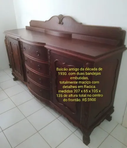 Balcão antigo totalmente maciço em madeira nobre de lei 