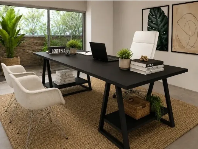Mesa De Escritório Cavallete Deluxxe. Cadillac. L200cm x P70cm x A74cm