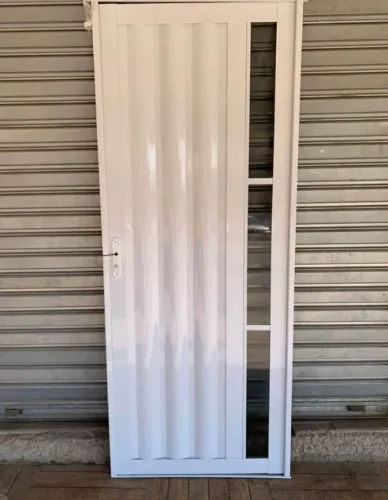 Portão social luxo aço branco completo