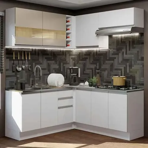 Cozinha de canto Madesa Glamy semi planejado.