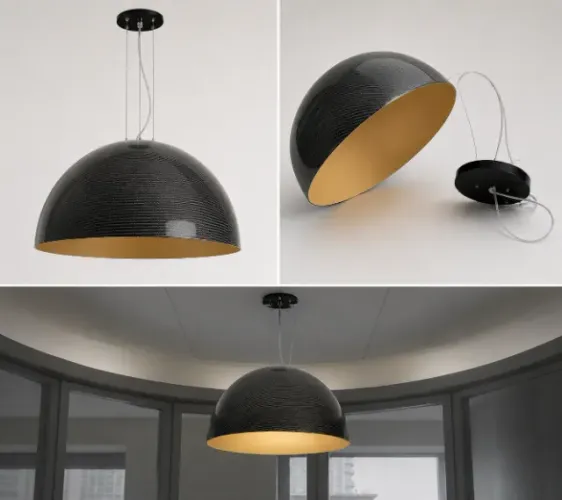 Luminária Lustre Pendente Meia Lua 60 cm