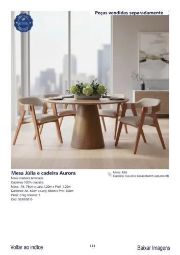 *Mesa de Jantar JÚLIA com 04 cadeiras Aurora - R$ 4.199,00