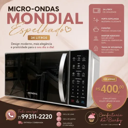 Microondas Mondial 34l espelhado