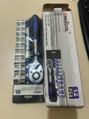 Kit de Ferramentas 12 Peças Catraca + Soquetes 10 a 22mm