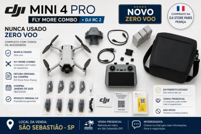 ? DJI Mini 4 Pro Fly More Combo + DJI RC 2 ? NOVO / ZERO VOO
