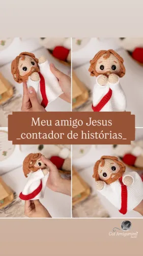 Jesus Contador de Histórias Reino de Deus Religião Fantoche Amigurumi Lúdico Educativo
