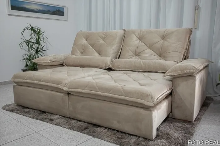 Sofá Retrátil Reclinável Suíça 2.30m Bege Até 12x