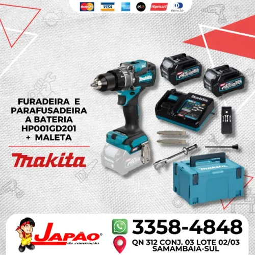 Furadeira Parafusadeira A Bateria 40V Profissional HP001GD201 Makita + Maleta