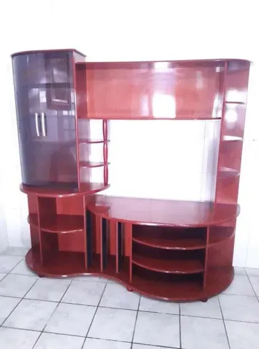 Estante de Sala Antiga em MDF (Móvel de Sala) - Cor Mogno