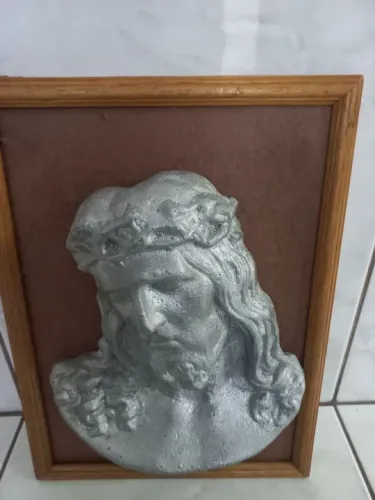 Quadro antigo busto Jesus Cristo 25x35 