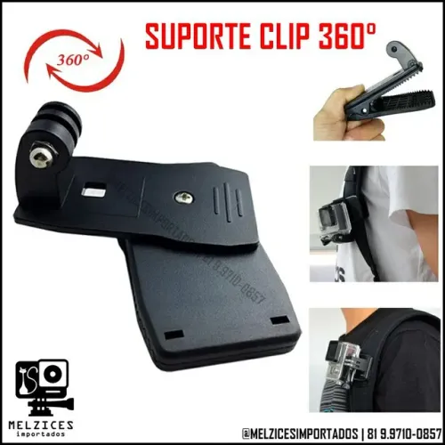 SUPORTE CLIP 360 PARA GOPRO E SIMILARES