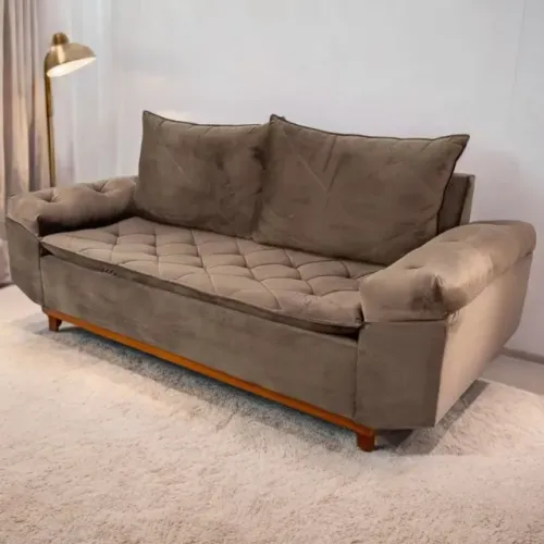 Sofá Living Berlim Veludo 2,00 m - BOARETO, PRONTA ENTREGA