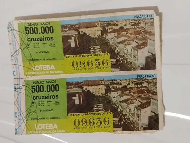 2 BILHETES VOLANTES CARTÕES DE LOTERIA DA LOTEBA DE 1979, RARIDADE, OPORTUNIDADE