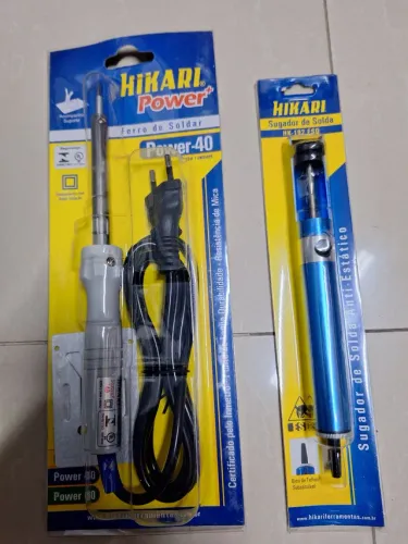 Ferro de solda 220v + sugador de solda Hikari novo