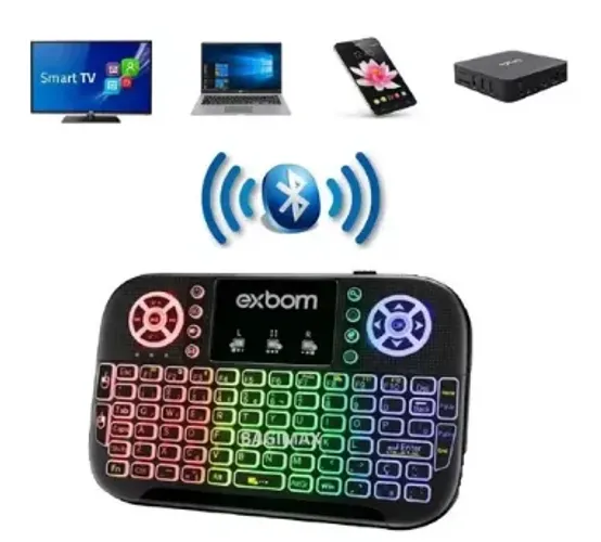 Mini Teclado Controle Sem Fio Bluetooth Wifi 2.4Ghz Smart Tv Pc Notebook Iluminado z725