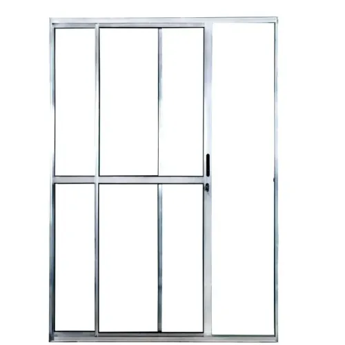 Porta balcão 2 folhas 2,10x1,50 LINHA 20 COM TRINCO no alumínio brilhante