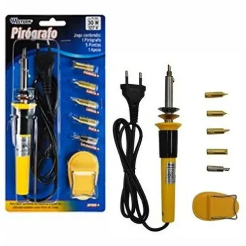 Pirografo C/5 Pontas + Apoio  Pi-06 30w 127v Western