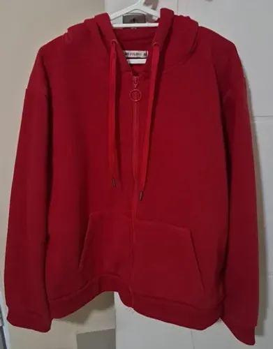 Jaqueta de Moletom Masculina Vermelha Com Capuz Tamanho P Seminova