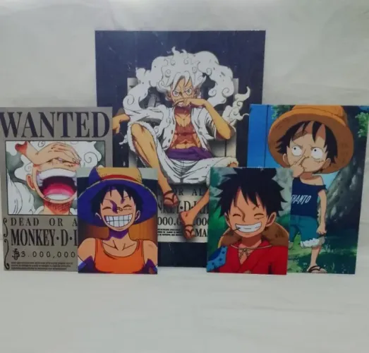 Combo de 5 Quadros Decorativos de Animes