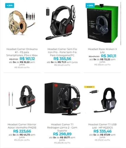 Headset Gamer para Comptaudor / Notebook em Ate 8x Sem Juros