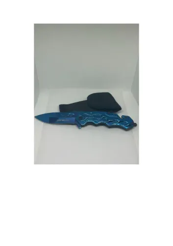 Canivete Tático com corta fio e quebra vidro cor Azul