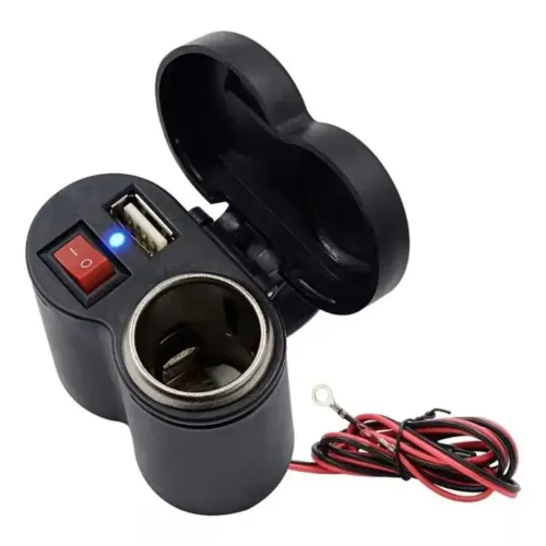 Carregador Veicular para Moto 12V com USB | Novo