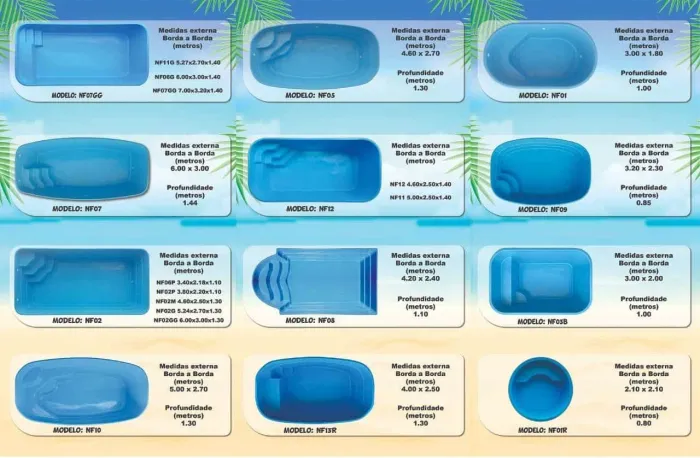 Piscinas de fibra completa e instalada com deck