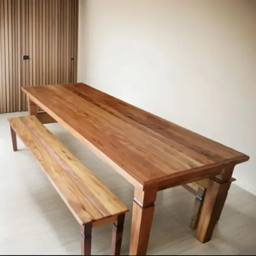 Mesa com 2 bancos 270×90 peroba rosa 