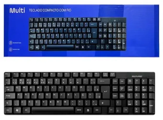 Teclado Com Fio Usb Compacto 2.0 Multi TC-193 Cabo de 120cm e Resistente a Água